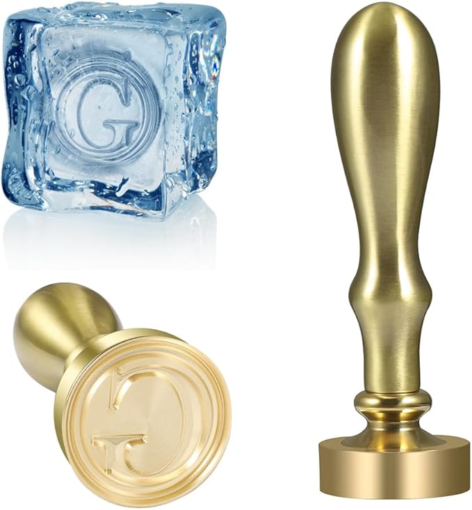 Ice Cube Stamp for Cocktails Ice Stamp Brass Head with Handle, Ice Branding Stamp for Ice Cubes Cocktail Whiskey Drinks Party Wedding Making DIY Crafting (Letter G)