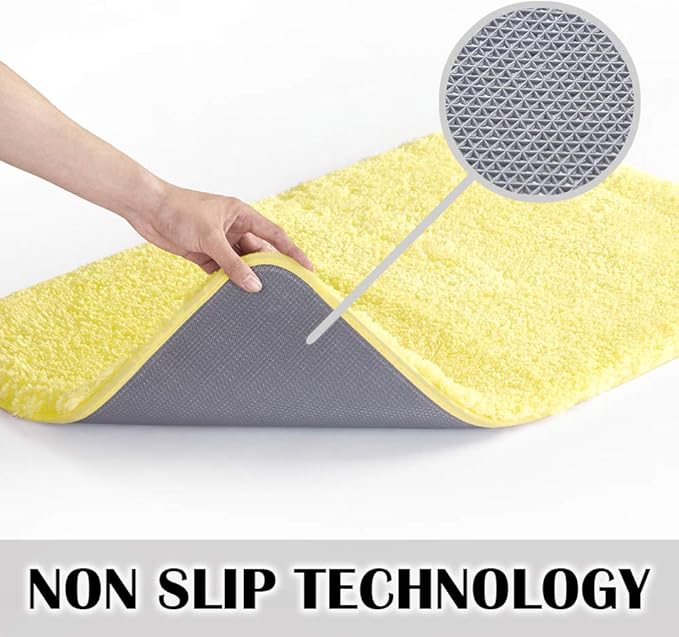 Suchtale Extra Soft & Absorbent Shaggy Bath Mat (24 x 60, Yellow) - Machine Washable Microfiber, Non Slip, Luxury Floor Mat
