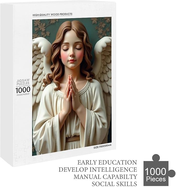 Wooden Puzzle - Classic Angel Praying Jigsaw Puzzles，Wooden Puzzles for Adults 1000 Pieces Challenge Puzzles，Educational Games，Family Puzzles，Unique Gifts for Wall Art,Funnny Puzzles