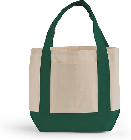 TBF 12 Pack Mini Iconic Canvas Shopping Bags with Gusset – Reusable Eco-Friendly Tote Bags with Handles