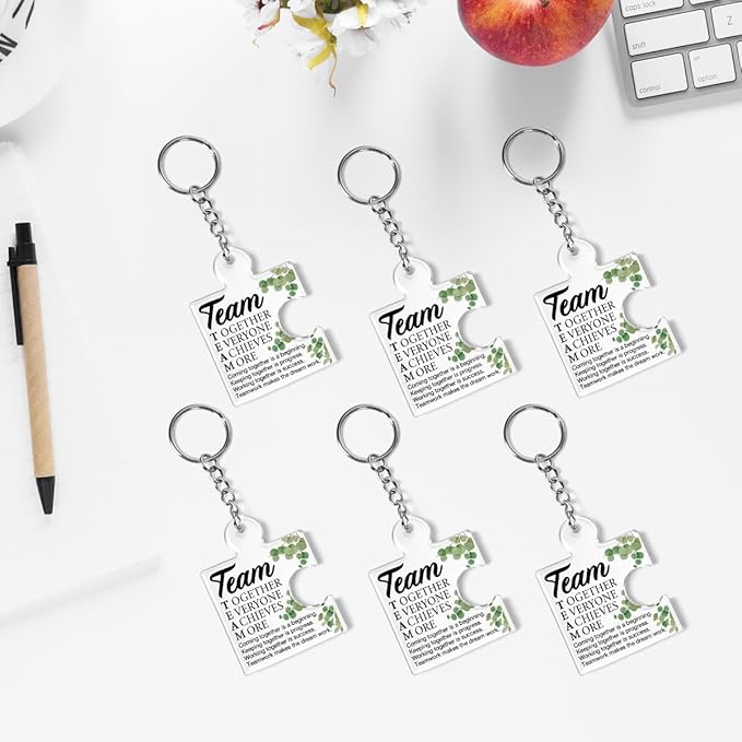Team Appreciation Gifts for Employee Coworker Staff Bulk, Teamwork Thank You Gift Set Puzzle Piece Acrylic Keychains