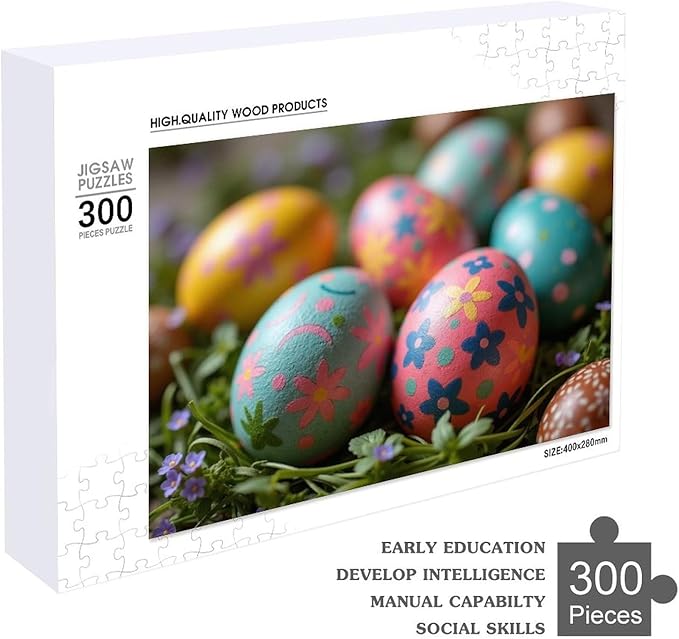 Wooden Puzzle - Easter Eggs Jigsaw Puzzles，Wooden Puzzles for Adults 300 Pieces Challenge Puzzles，Educational Games，Family Puzzles，Unique Gifts for Wall Art,Funnny Puzzles