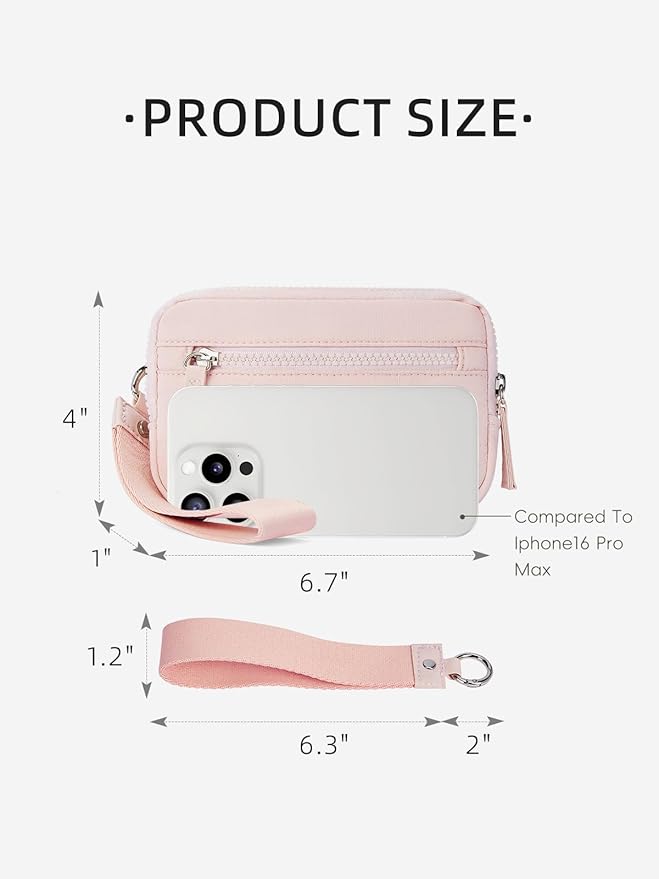 WESTBRONCO Wristlet Wallets for Women Nylon Quilted RFID Wallet with 3 Zipper Purse for Travel