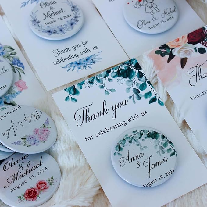 20 PCS Personalized Wedding Favors Bottle Openers - Custom Wedding Gifts for Guests with Thank You Cards, Memorable Thank You Gift for Celebrating Your Special Day (Circle)