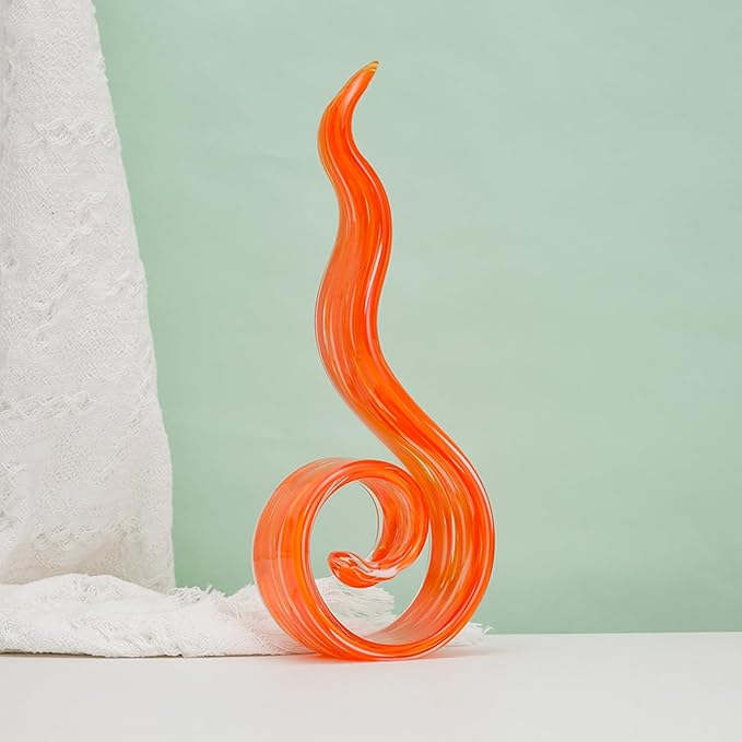 11.4" Tall Hand-Blown Glass Sculpture Murano-Style Sculpture Art Ornament Statue Figurines Home Decor Accent Piece Coastal Ocean Nautical Home Decor,Shelf,TV Stand,Tabletop Centerpieces,Wonderful Gift