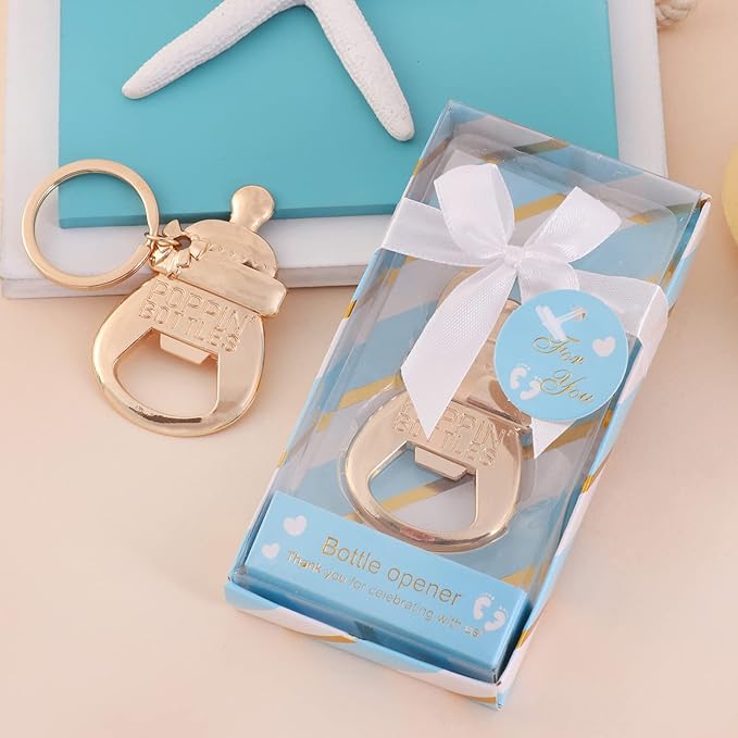 24 pcs Bear Bottle Opener Baby Shower Favors,Baby Shower Return Gifts for Guest Baby Shower Souvenir Supplies Parent to Be Party Souvenirs Gift with Exquisite Packaging Decorations (24, Blue-M)
