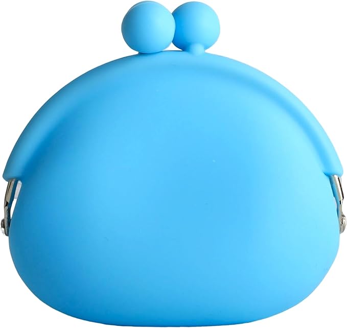 Coin Purse for Women – Silicone Small Coin Pouch with Kiss Lock for Coins, Keys, Lipstick, and Earphones – Mini Cute Change Purse, Coin Purse & Pouch for Daily Life, Cars, Travel, Party (Blue)