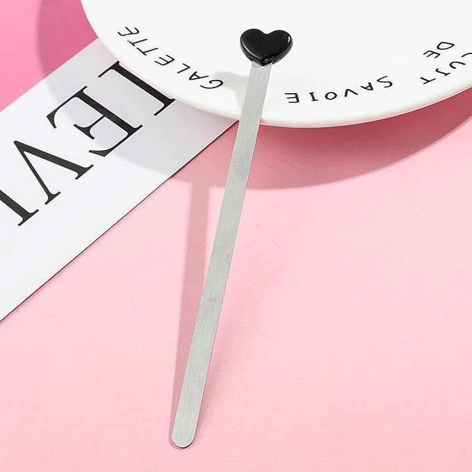 Love Heart Metal Bookmarks Set - Heart Stainless Steel Bookmarks, Reading Page Markers Gifts for Women, Book Lover, Girls, Boys,Couples Gifts (Black+Pink)