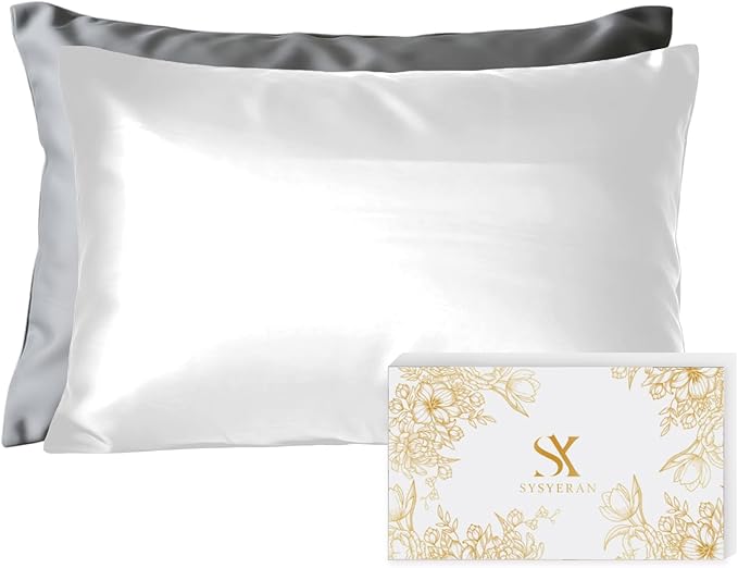 Mulberry Silk Pillowcase for Hair and Skin, Luxury Double Sided Pure Silk Pillowcase, 29x19 Inches, 1Pc (White)