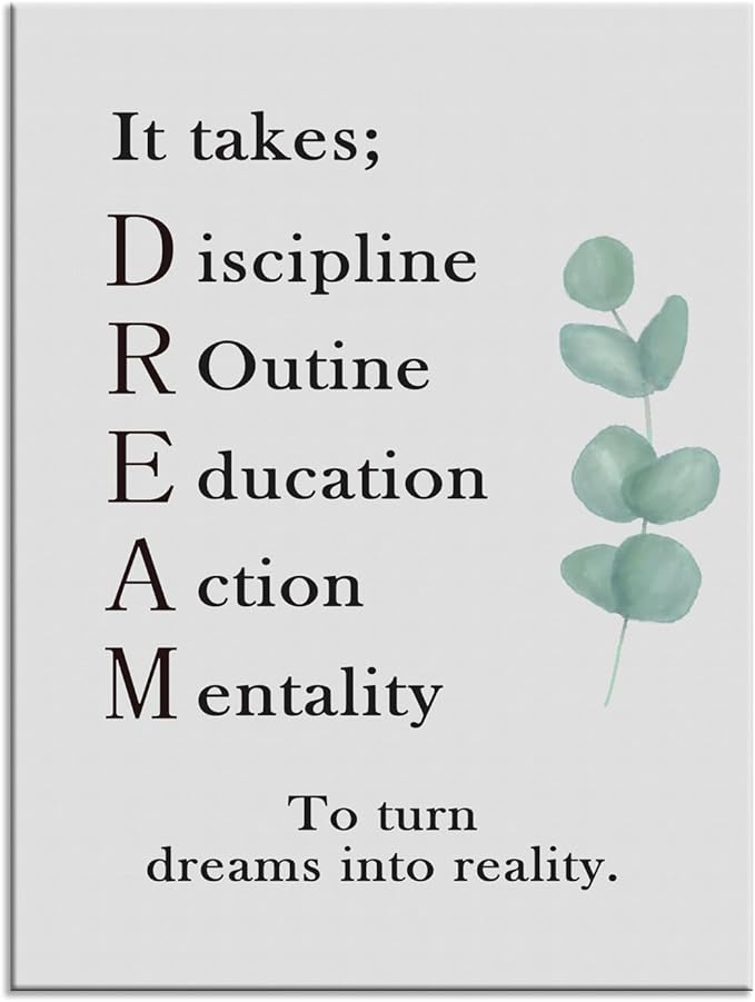 Dream Ideal Motivational Canvas Wall Art To Turn Dreams Into Reality Inspirational Poster Inspiring Painting Prints Wall Pictures for Living Room Home Office Gym Decor Framed Artwork [40''H x 30''W]
