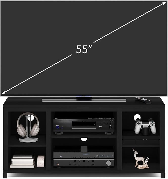 Furinno Classic TV Stand, Entertainment Center, TV Console for TV up to 55 Inch with Shelves, for Living Room, Bedroom, Americano