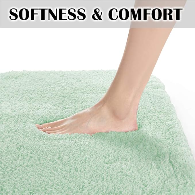 Suchtale Large Bathroom Rug - Extra Soft & Absorbent Shaggy Mat (24 x 40, Pale Green) Machine Washable Microfiber Non Slip Bath Mat