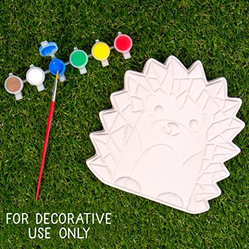 Creative Roots Mosaic Hedgehog Stepping Stone, Includes 7-Inch Ceramic Stone & 6 Vibrant Paints, DIY Garden Stepping Stone Kit for Kids Ages 6+ - Image 2