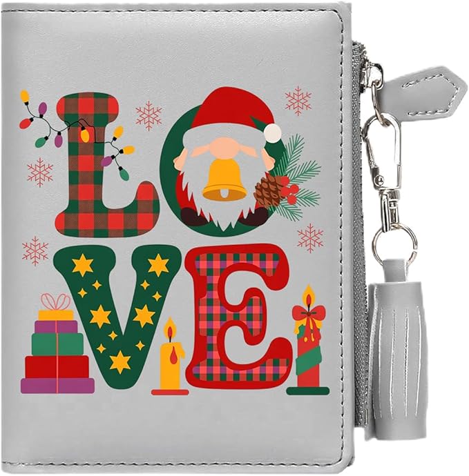 GEEAD Custom Design Small Wallets for Women Bifold Slim Coin Purse Zipper ID Card Holder for Christmas