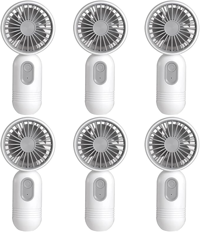 Mini Portable Fan 6 Pack, Cute Handheld Battery Operated Lightweight Small Personal Fans with 3 Speeds and USB Rechargeable Eyelash Fan for Stylish Girl Kids Women Men Office Outdoor Travel Camping