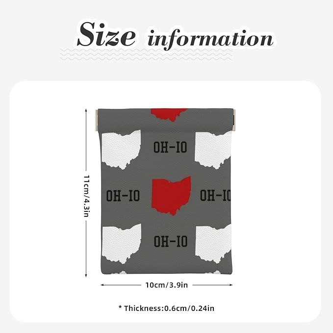 Coin Purse Ohio State Gray Leather Squeeze Coin Purse Mini Pouch Change Wallet Bag Gifts for Women Kids Girls Key Holder