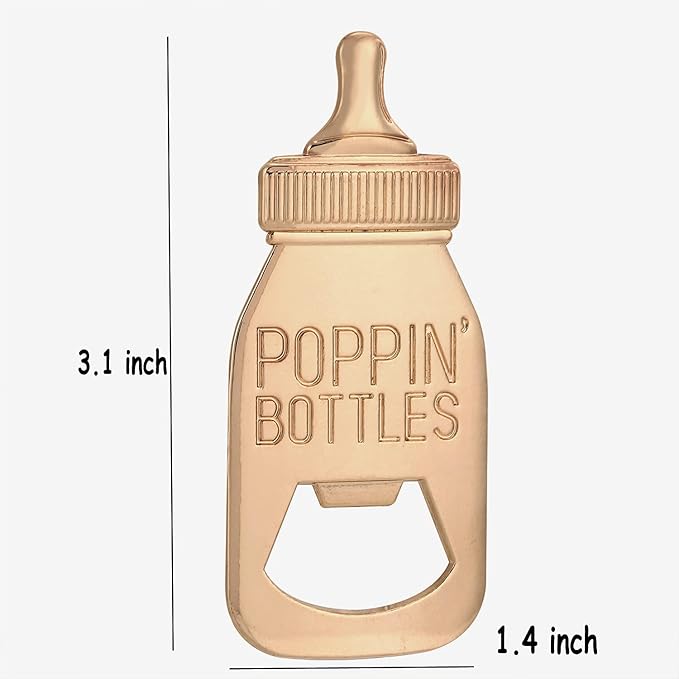 Set of 24 Bottle Opener Baby Shower Favor For Guest,Cute Poppin Bottle Shaped Bottle Opener Favors for Baby Shower Souvenir Supplies and Decorations For Boy or Girl (New Pink, 24)