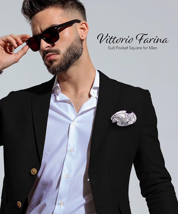 Premium Pre-Folded Four-Point Suit Pocket Square for Men with Sewn Pocket Fold