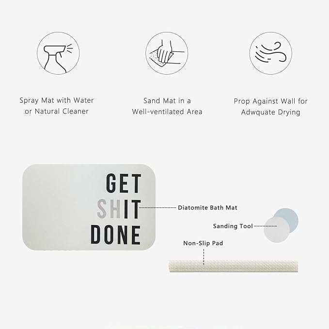 Get it Done Patterns Diatomite Stone Bath Mat Shower Mat Quick-Dry, Non-Slip, Easy to Clean for Bathroom Floor