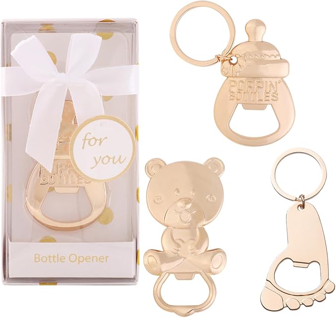24 pcs Baby Shower Favors for Guest Bottle Opener Baby Shower Keepsake Baby Shower Return Gift for Guest Baby Shower Souvenir for Boy or Girl Baby Shower Decorations (White-3), 3.1 * 1.4 inch