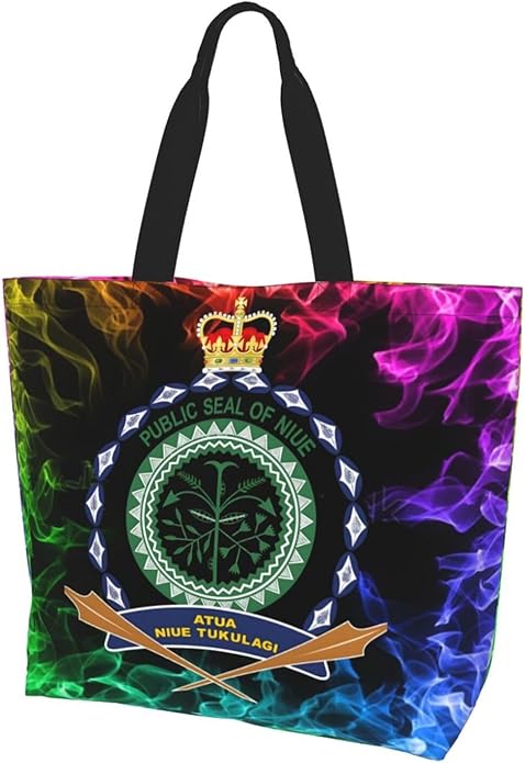 Niue National Emblem Large Reusable Eco-friendly Shopping Bags Portable Storage Handbag