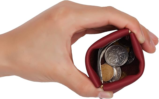 Travelambo Leather Squeeze Coin Purse Pouch Change Holder For Men & Women