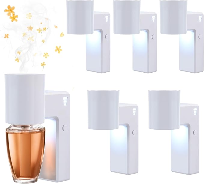 6 Pcs Wall Fragrance Plug in with Night Light Compatible with Bath and Body Works Wallflowers, with 3-Speed Adjustable Fragrance Essential Oil Diffuser for Home, White