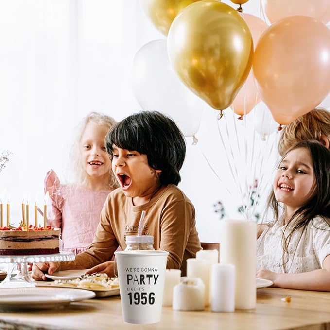 SharkBliss 1956 70th Birthday Party Cups 9oz Black 20 Pack for Him Her – Party Like It's 1956