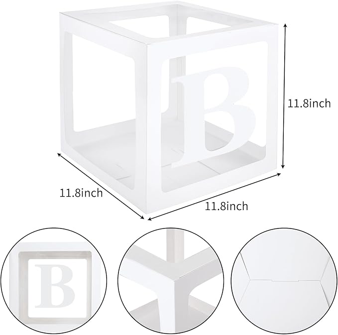RUBFAC Baby Boxes for Baby Shower Decoration with 8 Letters and 36 Balloons 4pcs Clear Balloon Boxes BABY Blocks for Girls Birthday Party Decorations(Pink)