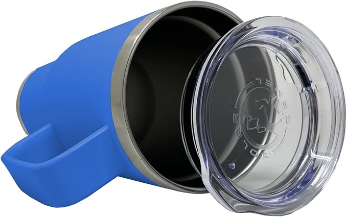 LaserGram 20oz Vacuum Insulated Travel Mug with Handle, Cup Cake, Personalized Engraving Included (Dark Blue)