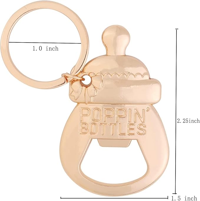 24 pcs Poppin' Bottle Baby Shower Favors for Guest Bottle Opener Baby Shower Favors Gift Baby Shower Souvenirs Botle Opener Wedding Favors Bridal Shower Favor Keepsake (White Keychain,24)