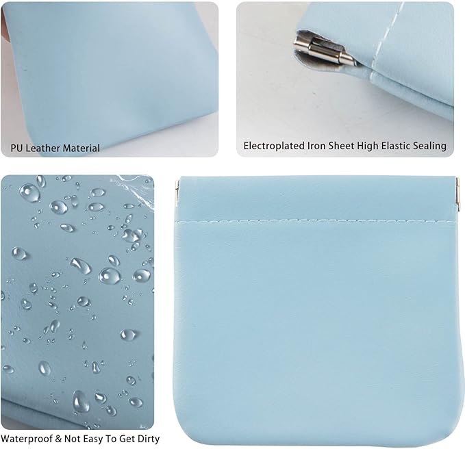 CANIPHA 4pcs Lambskin Pocket Cosmetic Bag, Waterproof Portable No Zipper Self-closing Small Makeup Pouch for Women Mini Travel Storage bag for Cosmetics Headphones Jewelry
