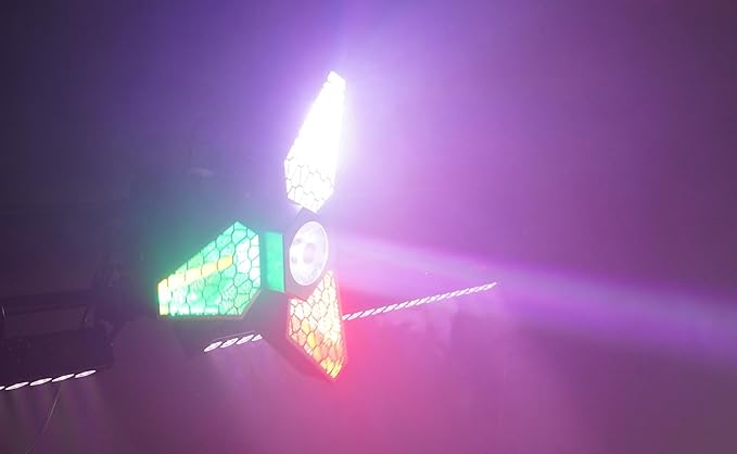 Rockville Leaf Spinner 250W 3-in-1 Rotating DJ Stage Light with Retro Amber RGBW LEDs and 26-Channel DMX Control