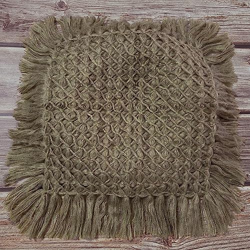 Newborn Photography Layer Props Baby Photoshoots Blanket Photo Posing Rug Basket Filler Stuffer Macrame (Grey Camel) - Image 4