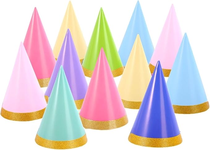 24-Pack Pre-Assembled Party Hats for Stuffed Animals, Birthday Hats for Adults, Happy Birthday Headwear Party Decorations