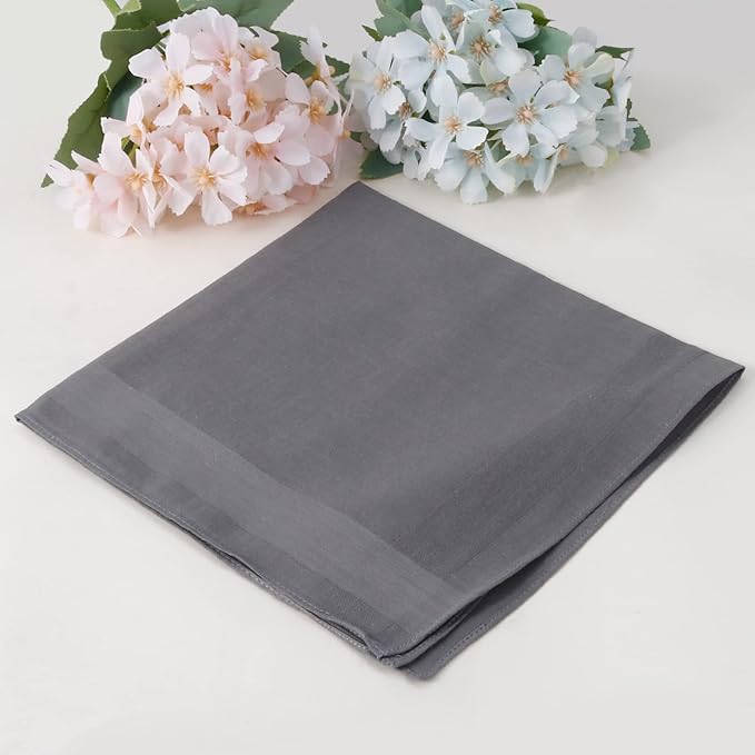 HOULIFE Men's Cotton Handkerchiefs, Solid Color 60S Soft Cotton Hankies for Men Women 6/12PCS 15.7"×15.7"