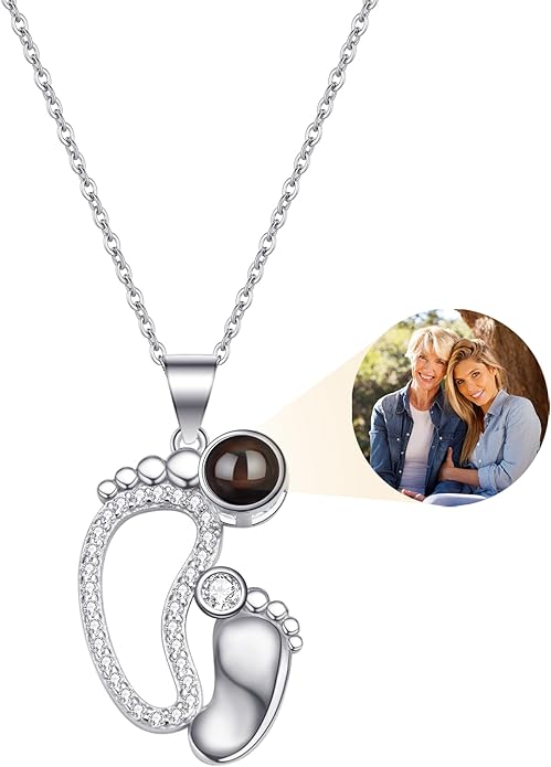 SUPHELPU Personalized Mother's Day Gifts for Mom From Daughter - Custom Photo Necklace With Picture Inside - Projection Necklace for Mom - Memorial Gift