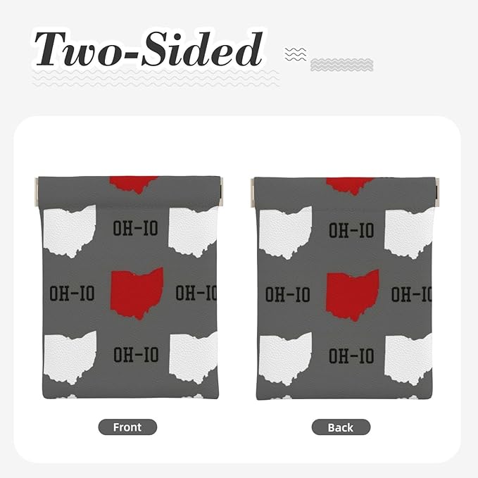 Coin Purse Ohio State Gray Leather Squeeze Coin Purse Mini Pouch Change Wallet Bag Gifts for Women Kids Girls Key Holder