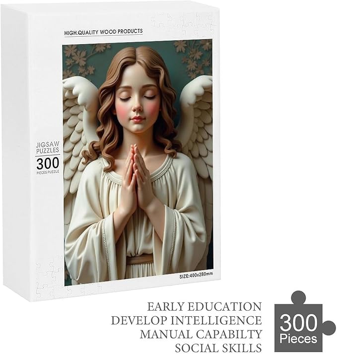 Wooden Puzzle - Classic Angel Praying Jigsaw Puzzles，Wooden Puzzles for Adults 300 Pieces Challenge Puzzles，Educational Games，Family Puzzles，Unique Gifts for Wall Art,Funnny Puzzles