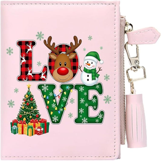 GEEAD Custom Design Small Wallets for Women Bifold Slim Coin Purse Zipper ID Card Holder for Christmas