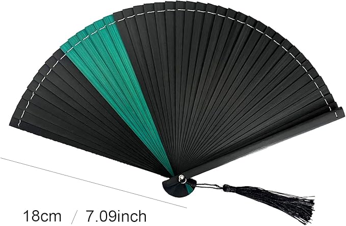 Hand Fan for Vintage Japanese Bamboo Silk Elegant for Dance Music Festival Wedding Church Decoration Party (Multicoloured, Medium)