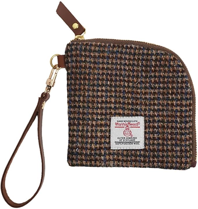 Harris Tweed Wool Coin Purse Small Money Pouch With Zipper For Women Men handmade (No.3862)