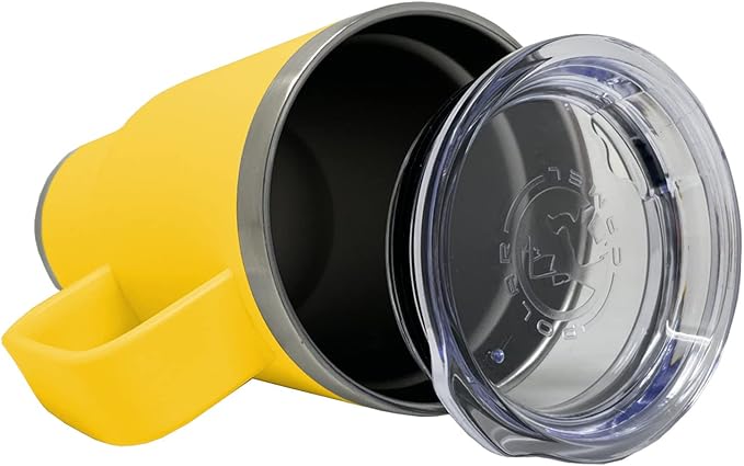 LaserGram 20oz Vacuum Insulated Travel Mug with Handle, Cup of Coffee, Personalized Engraving Included (Yellow)