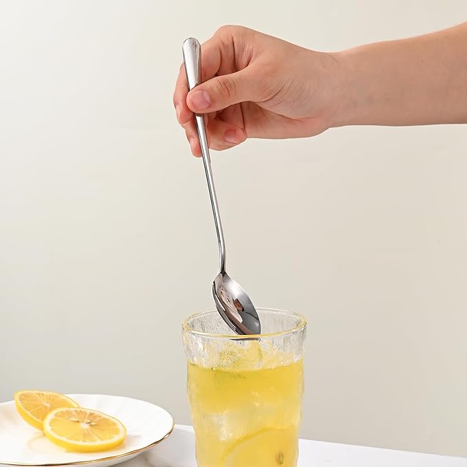 7.5 Inches Stainless Steel Iced Tea Spoons,Set Of 8 Long Stirring Spoons For Coffee,Cocktail,Ice Cream,Long Handle Iced Teaspoons,Latte Spoons For Mixing