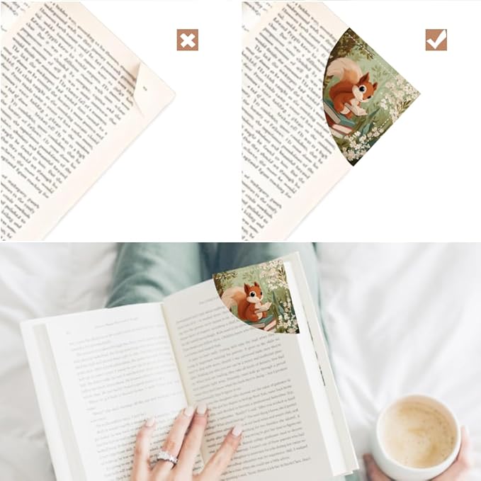 2PCS Leather Bookmarks 3.54 x 3.54 Inch Cute Squirrel Reading Books Design Reading Accessories for Books Journals Bibles Travel Diary Students Teachers and Book Lovers Gift