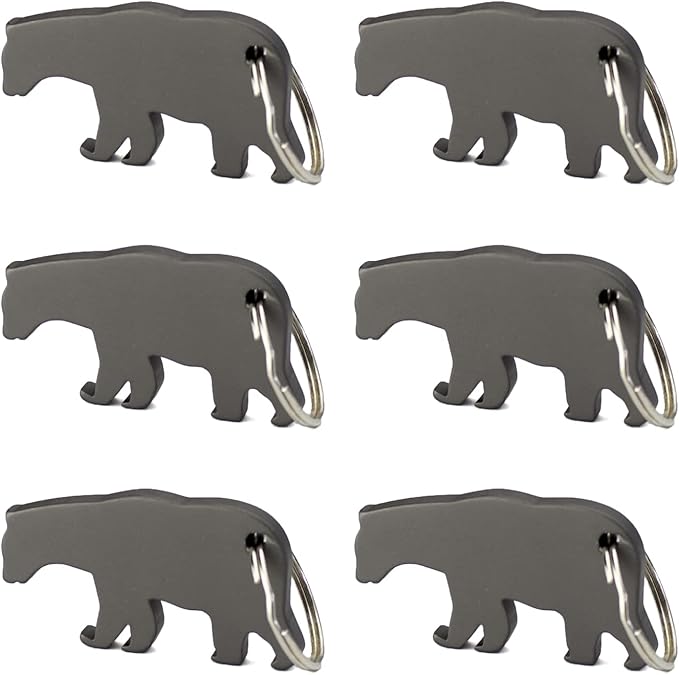 Swatom Black Bear Keychain Bottle Opener Beer Opener Tool Key Tag Chain Ring Accessories (6P,)