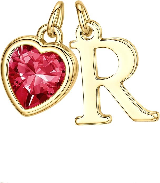 Turandoss Valentines Day Gifts for Her Trendy, Dainty 14K Gold Plated Initial A-Z Heart Birthstone Pendant Necklace Personalized Bridesmaid Birthday Valentines Jewelry Gifts for Women Girls