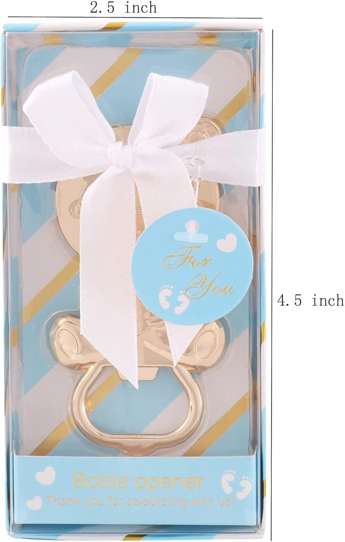 24 pcs Baby Shower Favors for Guest Bear Bottle Opener Baby Shower Keepsake Baby Shower Return Gift for Guest Baby Shower Souvenir for Boy or Girl Baby Shower Decorations (Blue Bear)