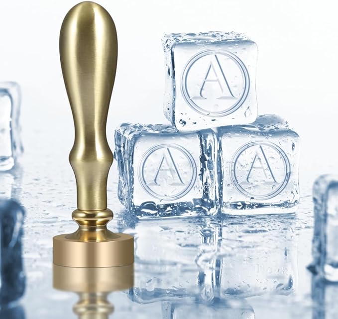 Ice Cube Stamp for Cocktails Ice Stamp Brass Head with Handle, Ice Branding Stamp for Ice Cubes Cocktail Whiskey Drinks Party Wedding Making DIY Crafting (Letter A)