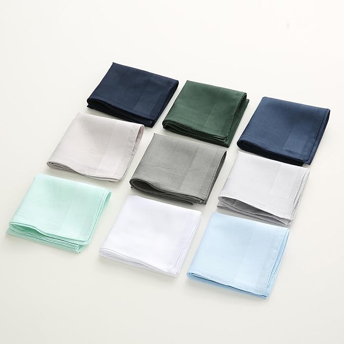 HOULIFE 100% Cotton Unisex Handkerchiefs, Solid Stripe Handkerchiefs for Men & Women Soft Cotton Hankies 15.7x15.7 ”